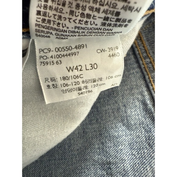 Levis 550 Jeans Mens 42x30 Blue Denim Relaxed Fit Straight Leg - Picture 10 of 14